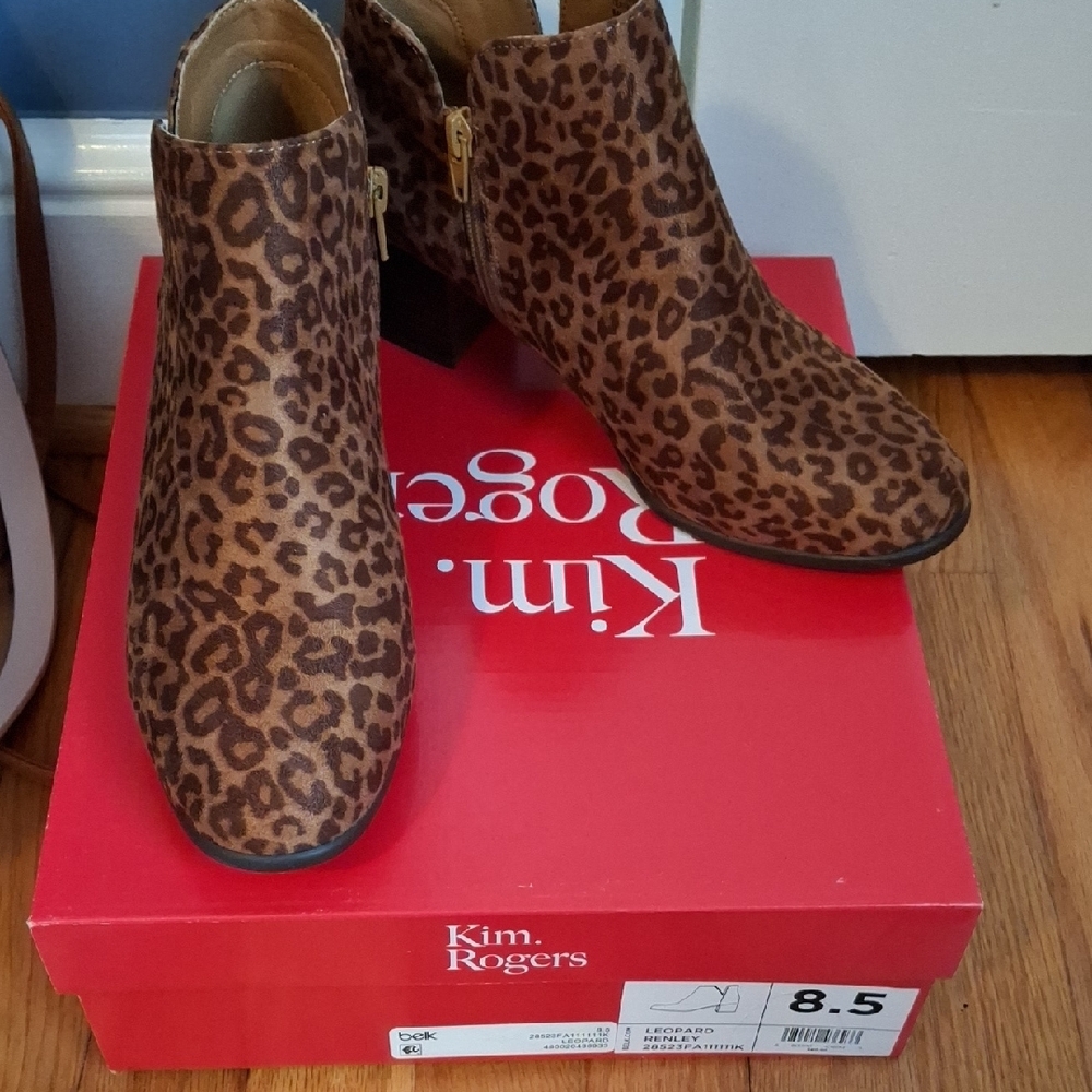 Kim Rogers Leopard Print Ankle Boots